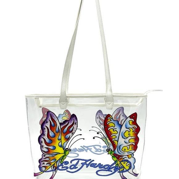Ed Hardy Colorful Butterfly Transparent Tote - Picture 1 of 3